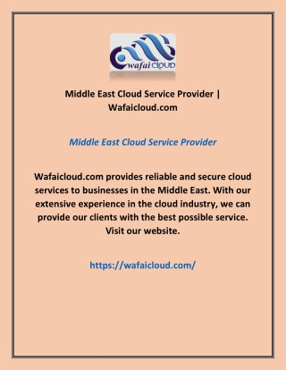 Middle East Cloud Service Provider | Wafaicloud.com