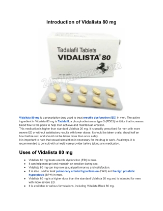 Vidalista 80 mg Tadalafil Tablets