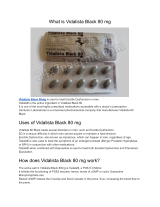 Vidalista Black 80 mg Tadalafil Tablets