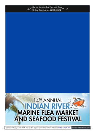 2023 14th Annual Indian River Marine Flea Market and Seafood Festival.