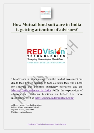 How Mutual fund software in India is getting attention of advisors