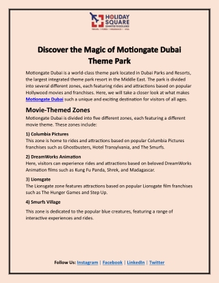 Discover the Magic of Motiongate Dubai Theme Park