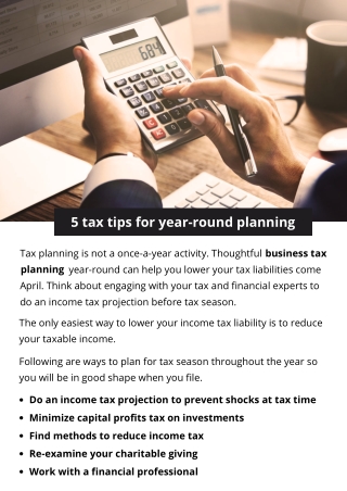 5 tax tips for year-round planning