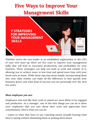 Five Ways to Improve Your Management Skills