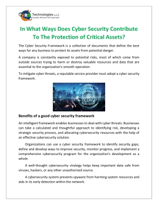 In What Ways Does Cyber Security Contribute To Protection of Critical Assets?