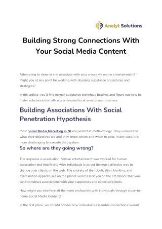 Building Strong Connections With Your Social Media Content