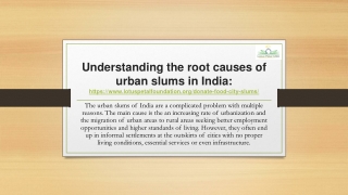 Understanding the root causes of urban slums in Pdf