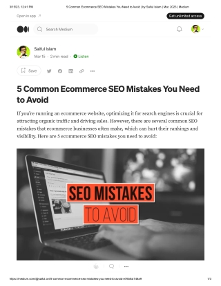 5 Common Ecommerce SEO Mistakes You Need to Avoid _ by Saiful Islam _ Mar, 2023 _ Medium