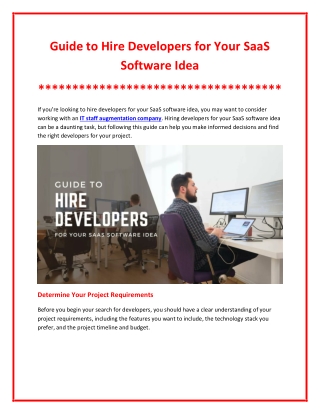 Guide to Hire Developers for Your SaaS Software Idea