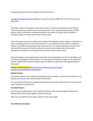 Transdermal Drug Delivery System Market