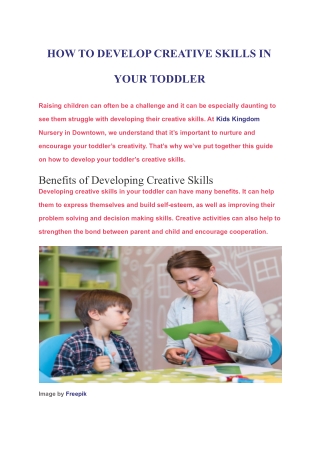 HOW TO DEVELOP CREATIVE SKILLS IN YOUR TODDLER