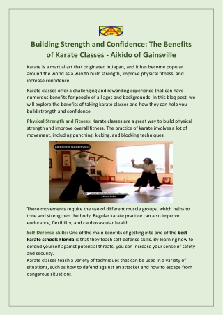 Get the best karate schools in Florida - Aikido of Gainesville