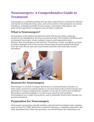Best Neurosurgery Treatment in San Antonio, TX
