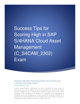 Success Tips for Scoring High in SAP S4HANA Cloud Asset Management (C_S4CAM_2302) Exam