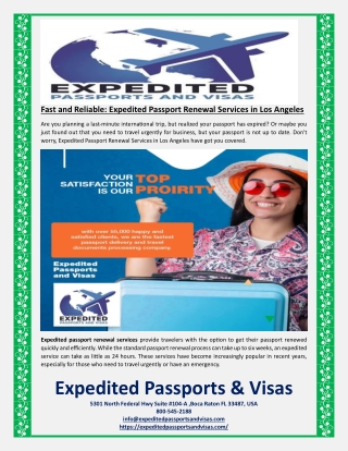 Fast and Reliable Expedited Passport Renewal Services in Los Angeles