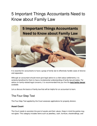 5 Important Things Accountants Need to Know about Family Law