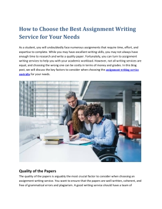 How to Choose the Best Assignment Writing Service for Your Needs