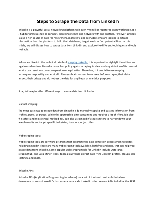 Steps to Scrape the Data from Linkedln