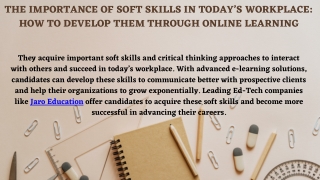 The Importance of Soft Skills in Today’s Workplace How to Develop Them through Online Learning