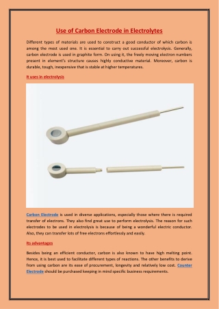 Use of Carbon Electrode in Electrolytes