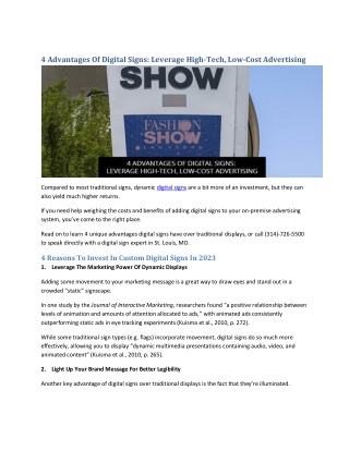 4 Advantages Of Digital Signs