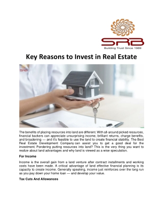 Key Reasons to Invest in Real Estate