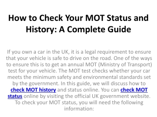 How to Check Your MOT Status and History: A Complete Guide