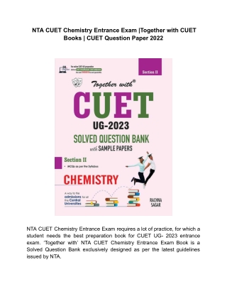 ‘Together with’ CUET Question Bank| Solved CUET Books| Chemistry 2023 Entrance