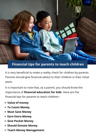 Financial tips for parents to teach children