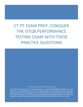 CT-PT Exam Prep- Conquer the ISTQB Performance Testing Exam with These Practice Questions