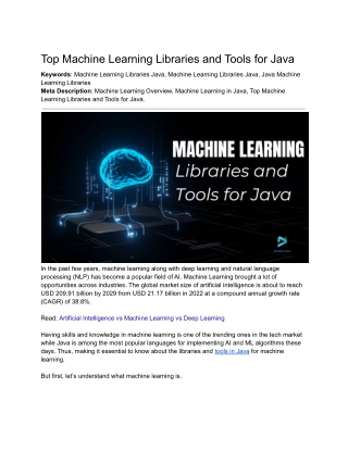 Top 15 Machine Learning Libraries and Tools for Java
