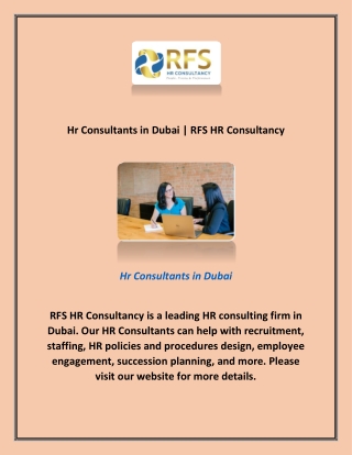 Hr Consultants in Dubai | RFS HR Consultancy