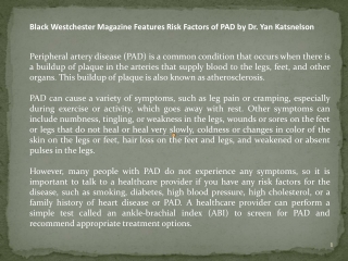 Black Westchester Magazine Features Risk Factors of PAD - USA Vascular Centers