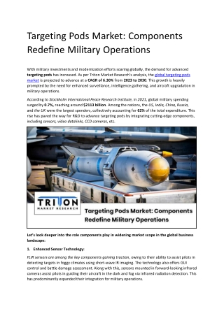 Targeting Pods Market: Components Redefine Military Operations