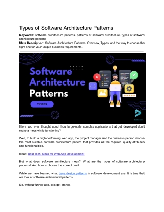 Types of Software Architecture Patterns