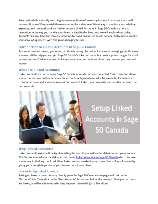 Where to setup linked accounts in Sage 50