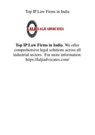 Top IP Law Firms in India.