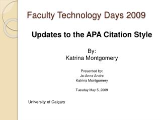 Faculty Technology Days 2009