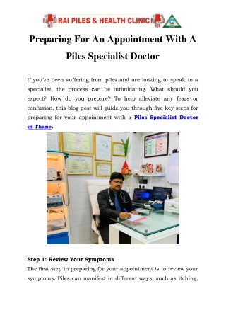 Piles Specialist Doctor in Thane Call- 9320412042