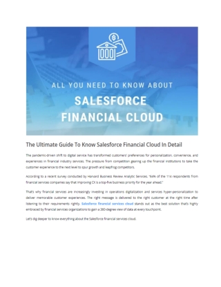 The Ultimate Guide To Know Salesforce Financial Cloud In Detail