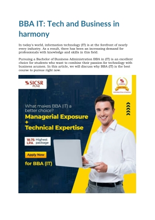 BBA IT: Tech and Business in harmony