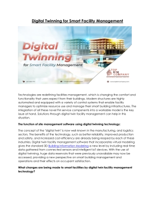 Digital Twinning for Smart Facility Management