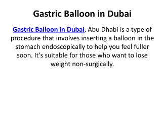 Gastric Balloon in Dubai