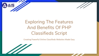 Exploring The Features And Benefits Of PHP Classifieds Script