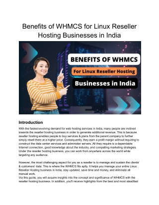 Benefits of WHMCS for Linux Reseller Hosting Businesses in India