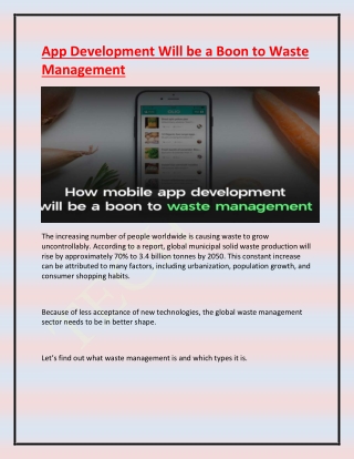 App Development Will be a Boon to Waste Management