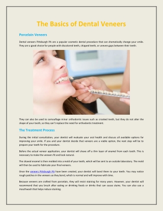 The Basics of Dental Veneers