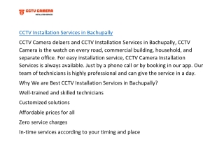 CCTV Installation Services in Bachupally