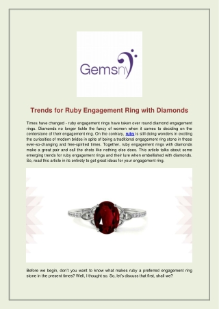 Diamond-Studded Ruby Engagement Rings: Latest Fashion Trends