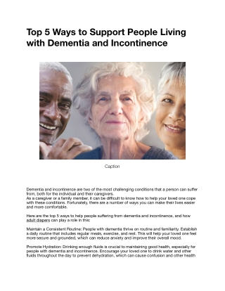 Top 5 Ways to Support People Living with Dementia and Incontinence.